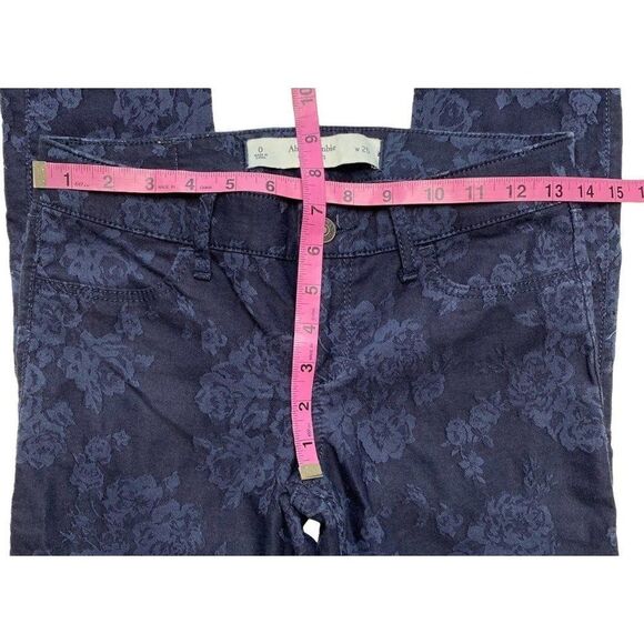 Abercrombie & Fitch Dark Blue Floral Stretch Jegging Jeans Sz 0 w25 - Picture 2 of 7